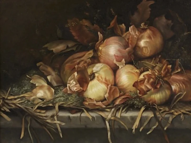 1865-Elisabeth Hendriks - Natura morta con cipolle